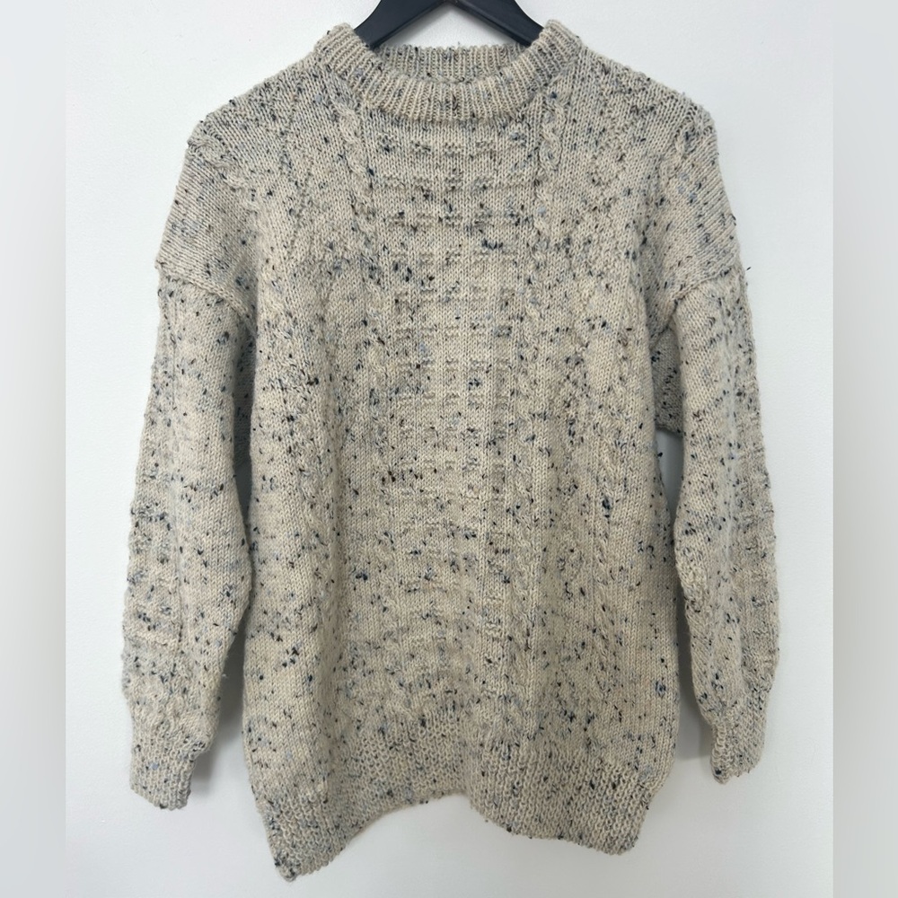 100% Wool Cable Knit Sweater Made in Canada Women’s Small Cozy Fisherman Knit